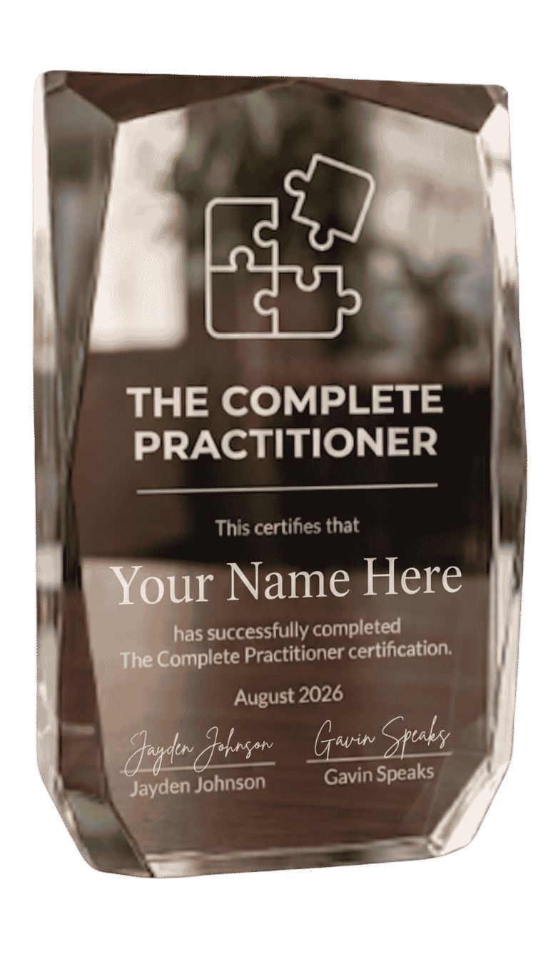 The Complete Practitioner crystal plaque, engraved with your name